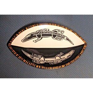 Outback Australia Art Pottery Dish Crocodiles Alligator Oval OOAK RARE HTF LTD.